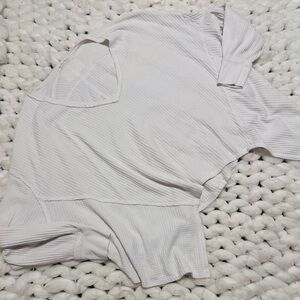 Free People We The Free White Waffle Knit V-Neck Top